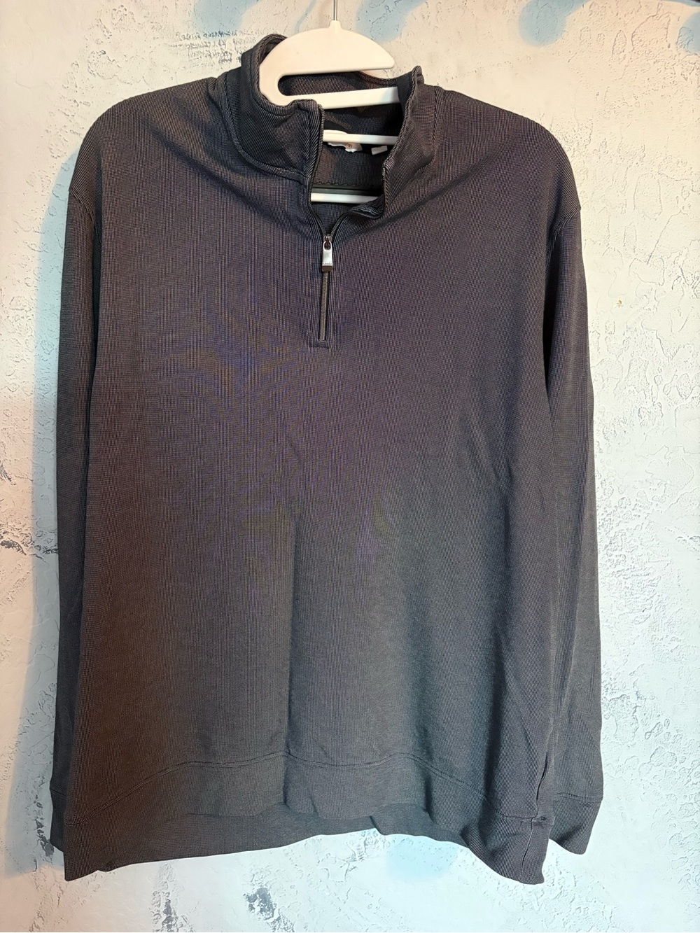Calvin Klein Men's Zip-Neck Long Sleeve- Charcoal Gray Shirt